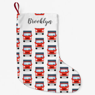 Cute red kawaii truck cartoon illustration small christmas stocking