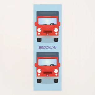 Cute red kawaii truck cartoon illustration yoga mat