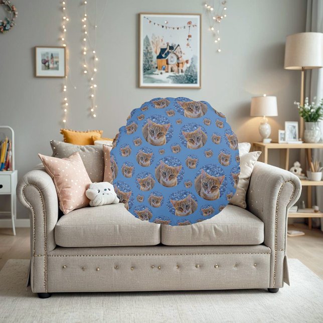Cute red kitten - cat pattern round cushion (Creator Uploaded)