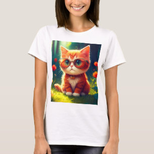Cute Red Kitten Wearing Glasses-365478 T-Shirt