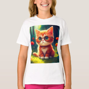 Cute Red Kitten Wearing Glasses-365478 T-Shirt