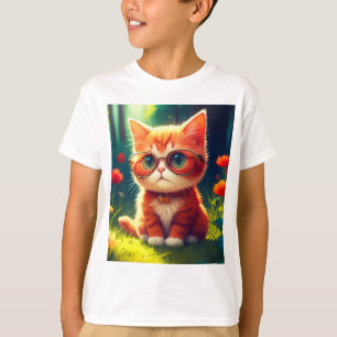 Cute Red Kitten Wearing Glasses-365478 T-Shirt