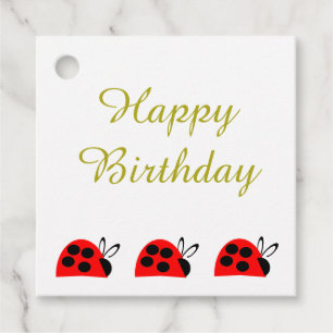 Cute Red Ladybug Birthday Favour Tags