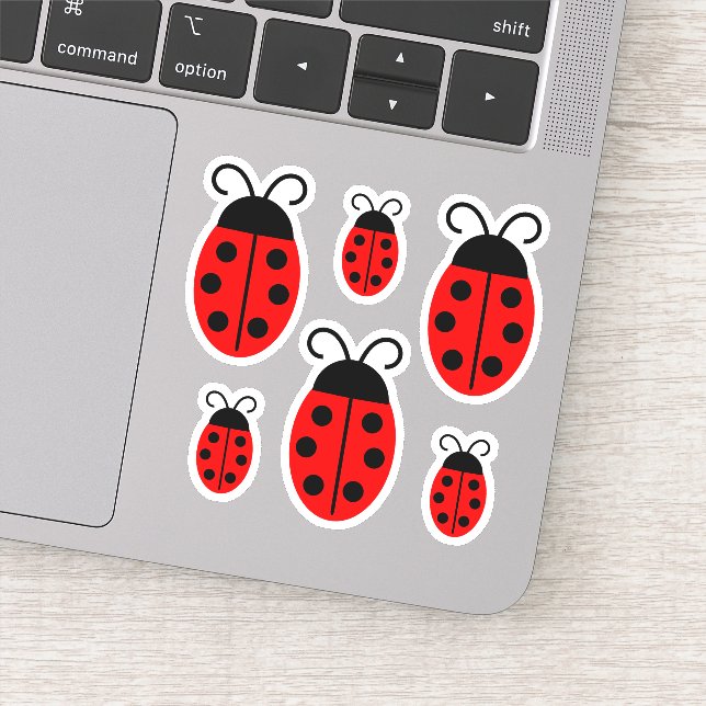 Cute Red Ladybug Custom-Cut Vinyl Stickers (Detail)