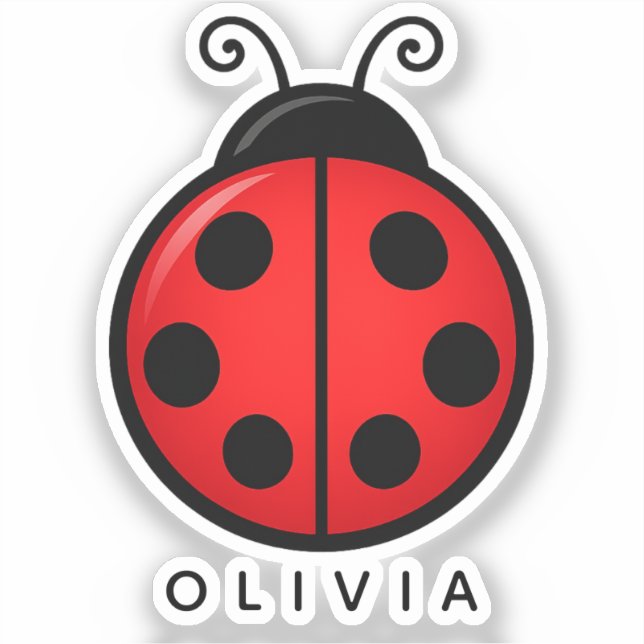 Cute Red Ladybug Custom Name Graphic Art (Front)