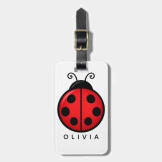 Cute Red Ladybug Custom Name Graphic Art Luggage Tag