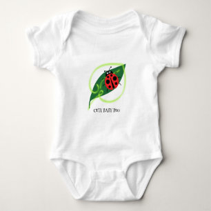 Cute Red ladybug Green Love Leaf girly kids Baby Bodysuit