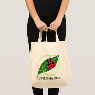 Cute Red ladybug Green Love Leaf girly kids Tote Bag