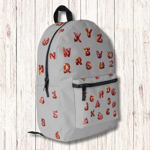Cute Red Ladybug Letters Numbers Pattern Modern Printed Backpack