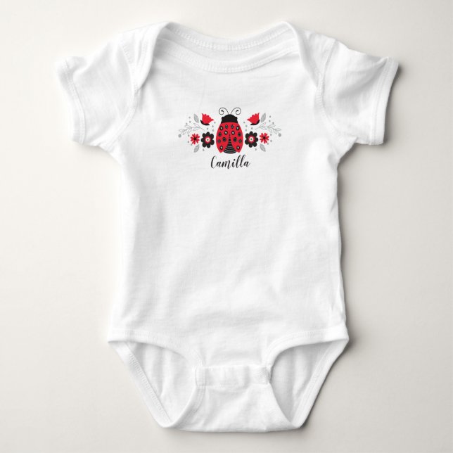 Cute Red Ladybug Newborn Baby Girl Baby Bodysuit (Front)