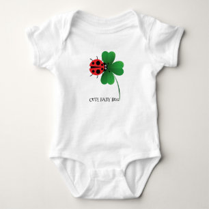 Cute red ladybug on Lucky leaf Kids  Baby Bodysuit