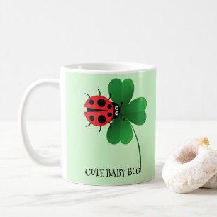 Cute red ladybug on Lucky leaf Kids Coffee Mug