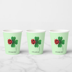 Cute red ladybug on Lucky leaf Kids  Paper Cups
