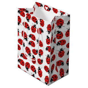 Cute Red Ladybug Pattern   Medium Gift Bag