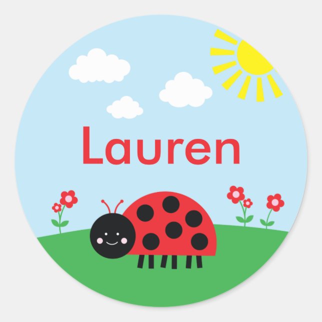 Cute Red Ladybug Personalised Labels (Front)
