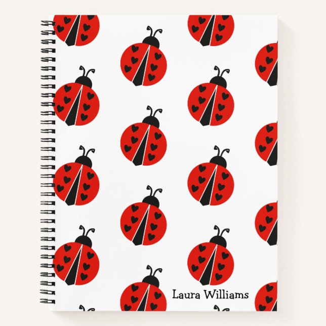 Cute Red Ladybug Personalised Notebook (Front)