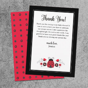 Cute Red Ladybug Polka dot Thank You Card