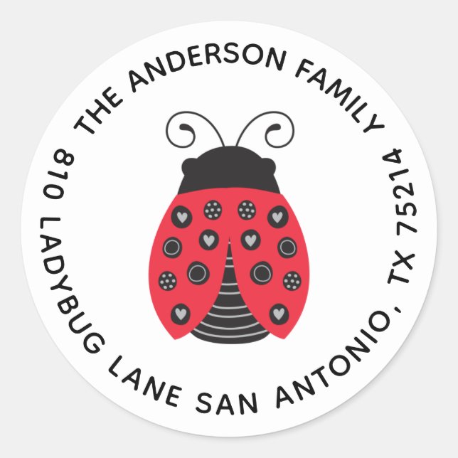 Cute Red Ladybug Return Address Label (Front)