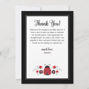 Cute Red Ladybug Thank You Card