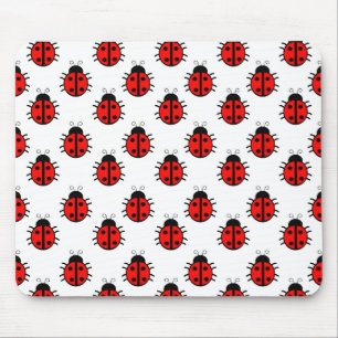 Cute Red Ladybugs Pattern and Cheerful Insect Mouse Pad