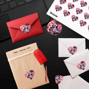 Cute Red Light Woodland Animal Racoon By Stream Heart Sticker