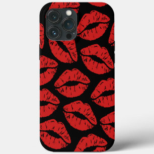 Cute Red Lipstick Kisses Kiss Lips pattern iPhone 13 Pro Max Case