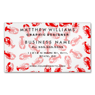 Cute Red Lobster Animal Pattern Magnetic Business Card