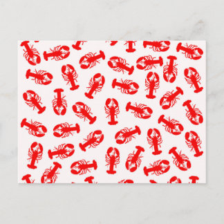 Cute Red Lobster Animal Pattern Postcard