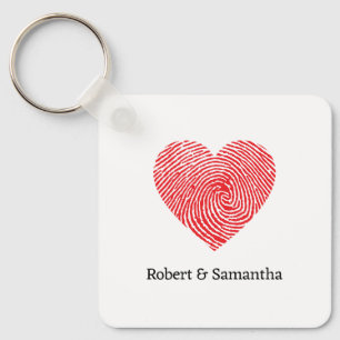 Cute red love fingerprint heart valentine's key ring