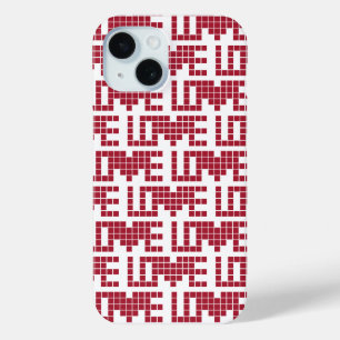 Cute red love squares lettres iPhone 15 case