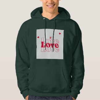 Cute Red Love Typography Graphic Design with Heart Hoodie