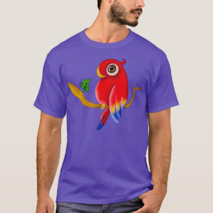 cute red macaw parrot traditional pastel drawing T-Shirt