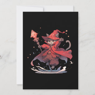 Cute Red Mage Cat Hero Invitation