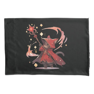 Cute Red Mage Cat Hero Pillowcase
