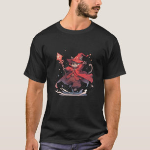 Cute Red Mage Cat Hero T-Shirt