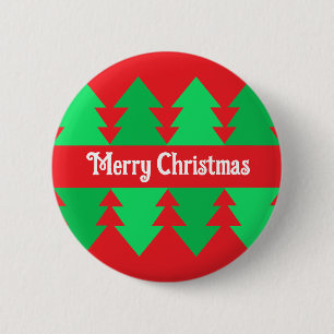 Cute Red Merry Christmas Simple Tree Design 6 Cm Round Badge