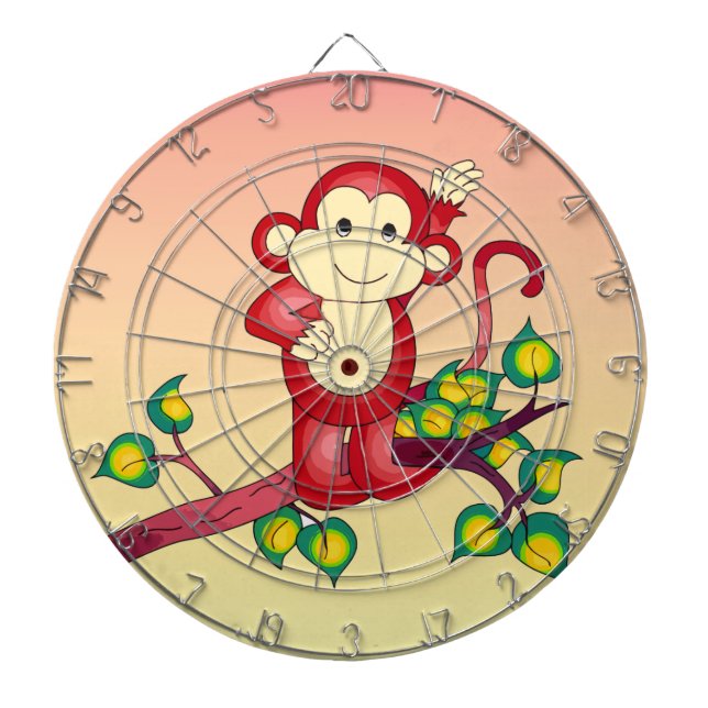 Cute Red Monkey Target Dartboard (Front)