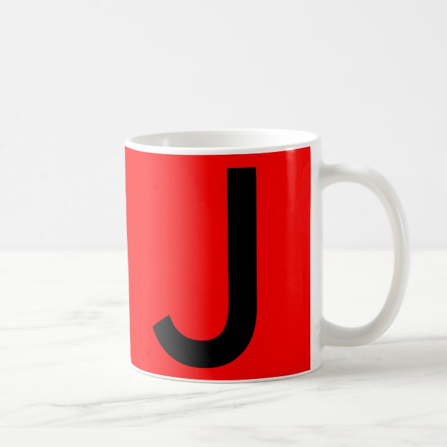 Cute Red Monogram Travel Coffee Mug (Right)