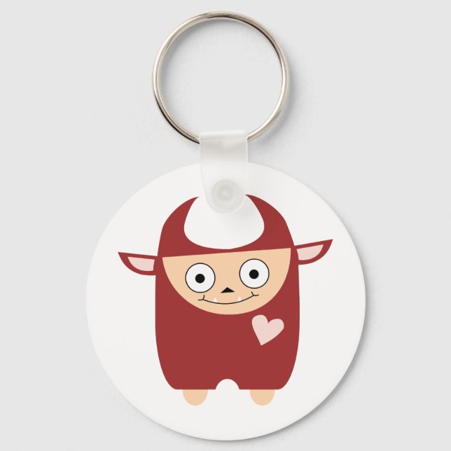 Cute Red Monster Key Ring (Front)