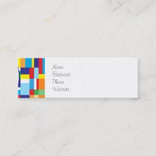 Cute Red Monster on Colourful Patchwork Blocks Mini Business Card