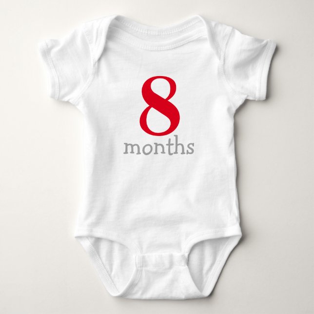 Cute Red Monthly Baby Bodysuit (Front)