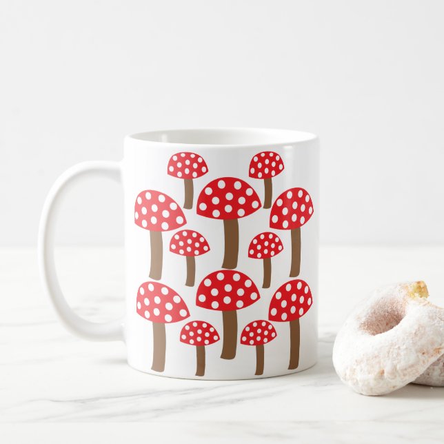 Cute Red Mushroom  Coffee Mug (With Donut)