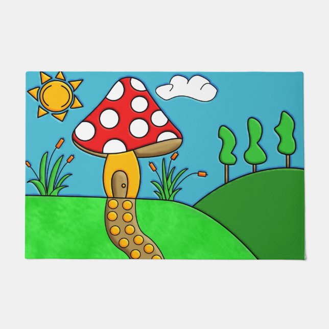 cute red mushroom doormat (Front)