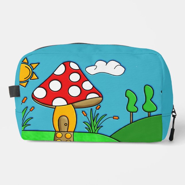 cute red mushroom dopp kit (Front)