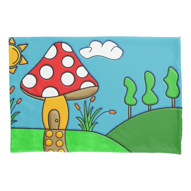 cute red mushroom pillowcase (Front)