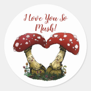 Cute Red Mushroom Pun I Love You Valentine's Day Classic Round Sticker