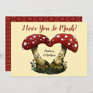 Cute Red Mushroom Pun I Love You Valentine's Day Holiday Card