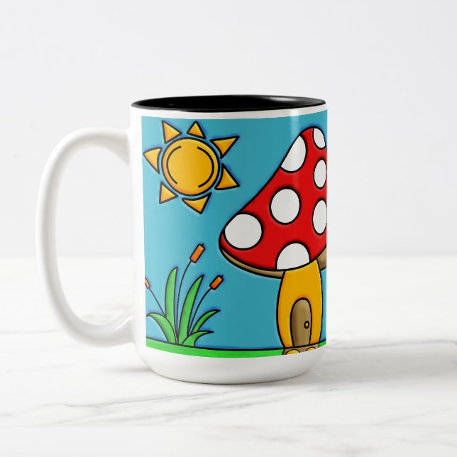 cute red mushroom Two-Tone coffee mug (Left)