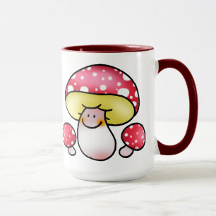 cute red mushrooms mug
