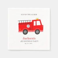 Cute Red Navy Fire Truck Engine Any Age Birthday